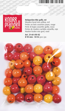 Margele lemn - Set 50 Mărgele Lemn 10mm Mix Galben-Roșu Knorr Prandell