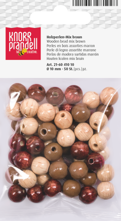 Margele lemn - Set 50 Mărgele Lemn 10mm Mix Maro Knorr Prandell