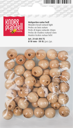 HOBBY - Set 50 Mărgele Lemn 10mm Natur Deschis Knorr Prandell