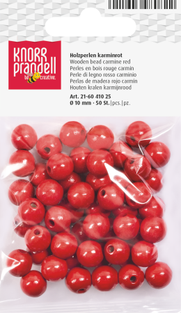 HOBBY - Set 50 Mărgele Lemn 10mm Roșu Carmin Knorr Prandell