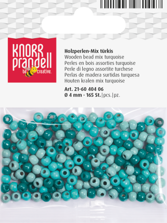HOBBY - Set 165 Mărgele Lemn 4mm Mix Turcoaz Knorr Prandell