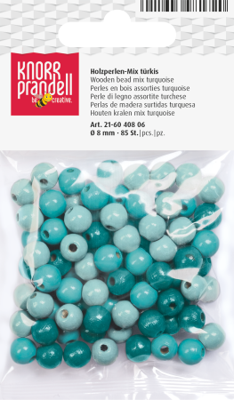 HOBBY - Set 85 Mărgele Lemn 8mm Mix Turcoaz Knorr Prandell