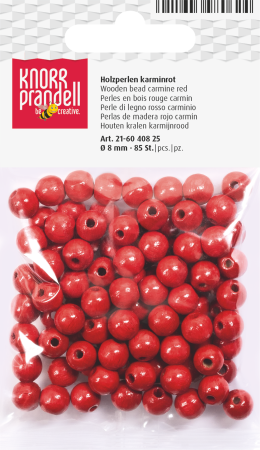 HOBBY - Set 85 Mărgele Lemn 8mm Roșu Carmin Knorr Prandell