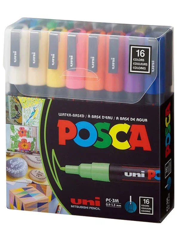 Markere universale Posca Uni - MARKER UNI POSCA 0.9-1.3MM 16 CULORI /SET M1482
