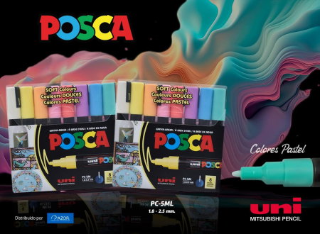 MARKER UNI POSCA PC-5M 1.8-2.5 MM 8 CULORI/SET CULORI PASTEL M1487 [4]