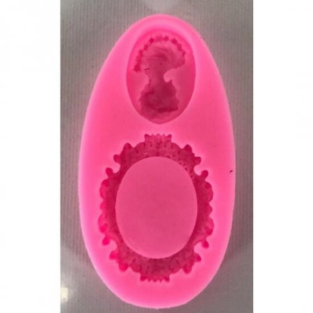 Forme Turnare, Modelare - MATRITA MULAJ SILICON 9.3*4.8*1CM CAMEE SI RAMA OVALA 29946