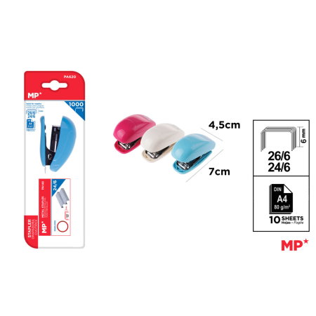 Articole papetarie pentru copii - Mini Capsator Metalic MP 10 Coli Diverse Culori Asortate PA620
