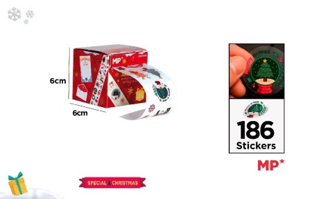 Abtibilduri, Stickere Christmas - MINI ROLA STICKERE IPB 186 BUC MOTIV CRACIUN CH57045