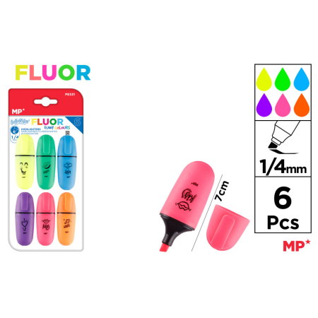 RECHIZITE PENTRU STUDENTI - Mini Textmarker IPB 6/Set Culori Fluo PE531