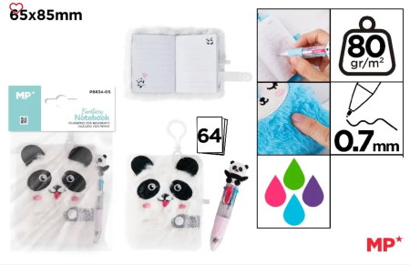 Carnetele notite copii - NOTES CU PUF IPB 65*85MM 64 FILE FANTASY  PANDA + PIX PB834-05