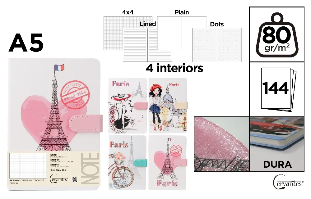 RECHIZITE SCOLARE IPB - NOTES IPB A5 144 FILE FANTASY PARIS CLAPA MAGNETICA PB475-68