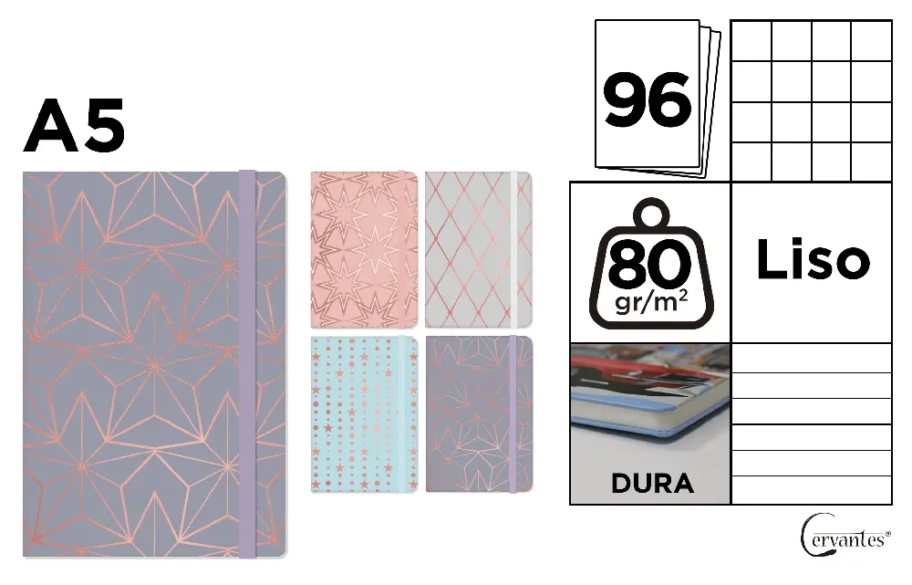 Carnetele notite copii - NOTES IPB A5 CERVANTES CU ELASTIC PB829-80