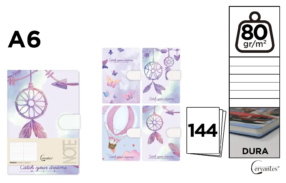 RECHIZITE SCOLARE IPB - NOTES IPB A6 144 FILE FANTASY CATCH YOUR DREAMS CLAPA MAGNETICA PB476-35