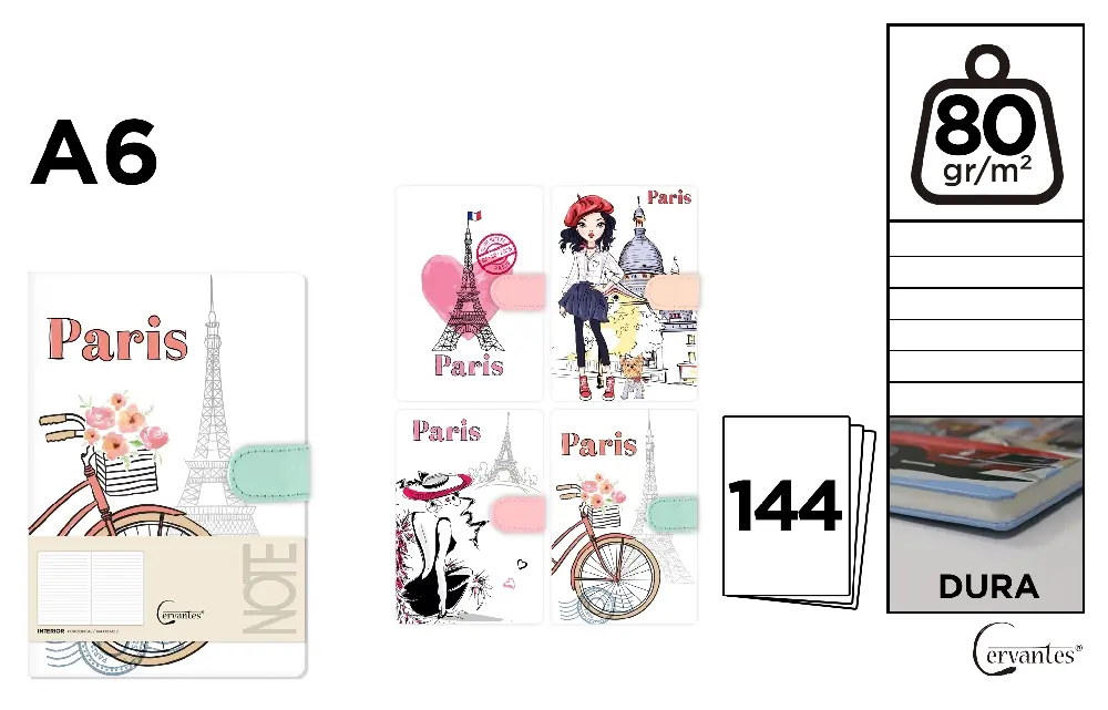 Carnetele notite copii - NOTES IPB A6 144 FILE FANTASY PARIS CLAPA MAGNETICA PB476-31