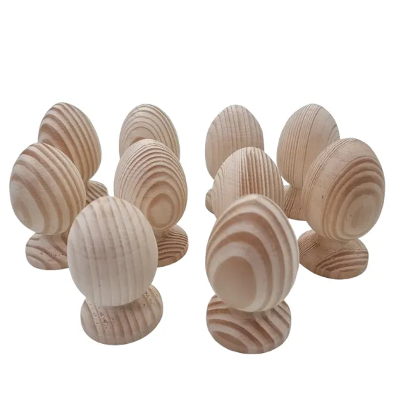 Ouă Decorative de Paște - OU LEMN NATUR CU SUPORT 9*4CM