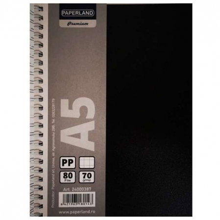 CAIET A5 80F PĂTRĂȚELE, COPERTĂ PLASTIC, SPIRĂ DUBLĂ 24000387 [1]