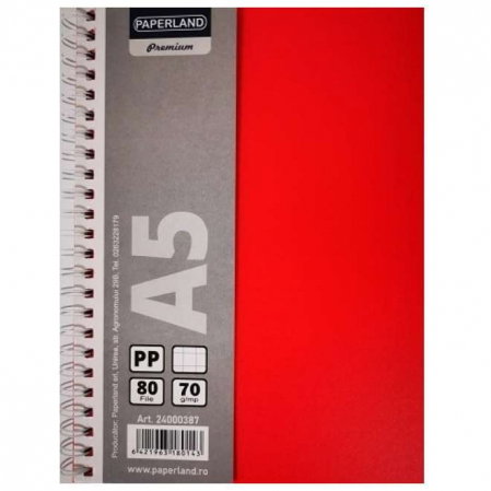 CAIET A5 80F PĂTRĂȚELE, COPERTĂ PLASTIC, SPIRĂ DUBLĂ 24000387 [3]