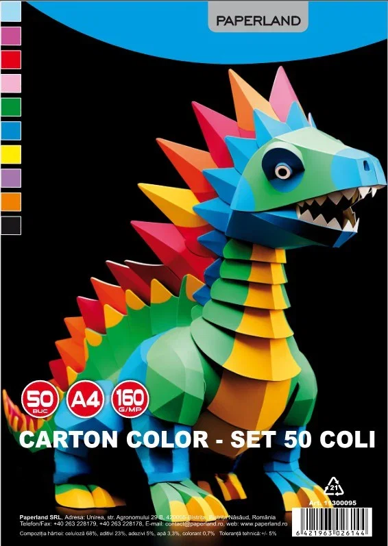 Set hartie Colorata mix - CARTON COLOR A4 5CULORI/SET1 160GR 50BUC 11300095