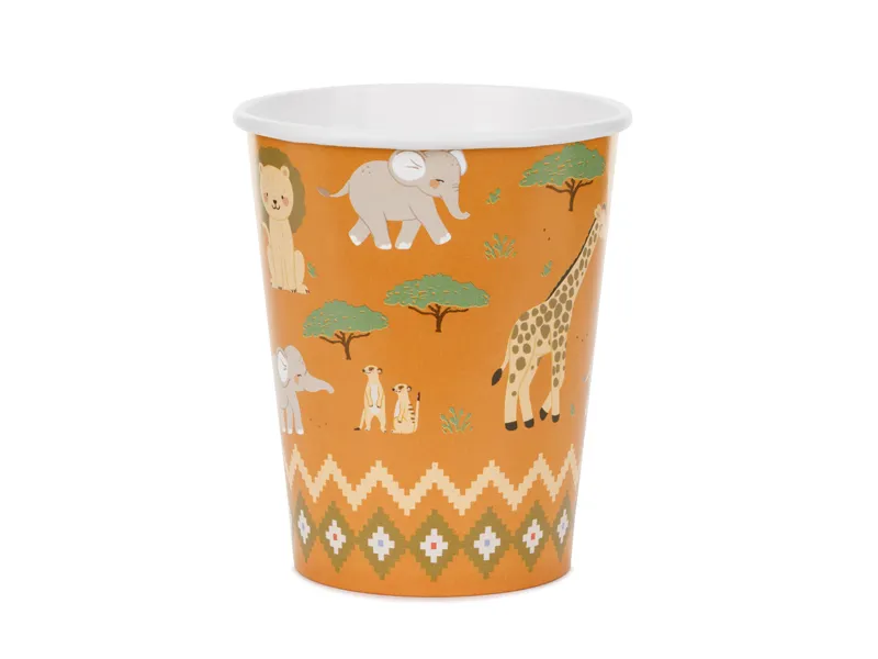 Farfurii/ Pahare/ Servetele/ Paie/ Tacamuri/ Fete masa - Pahare Carton Safari 220ml 6 buc KPP116-EU3
