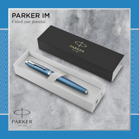 PARKER STILOU IM PREMIUM ALBASTRU-ARGINTIU PENITA F 160424 [1]