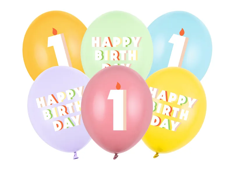 BALOANE Balloons 30 cm, Happy Birthday 1, mix, 6/SET SB14P-351-000-6 [1]