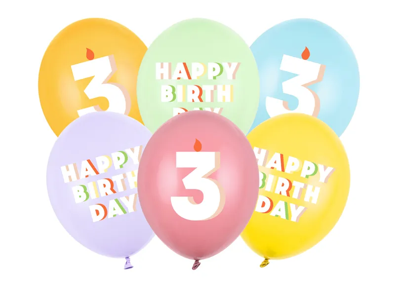 BALOANE Balloons 30 cm, Happy Birthday 3, mix, 6/SET SB14P-353-000-6 [1]