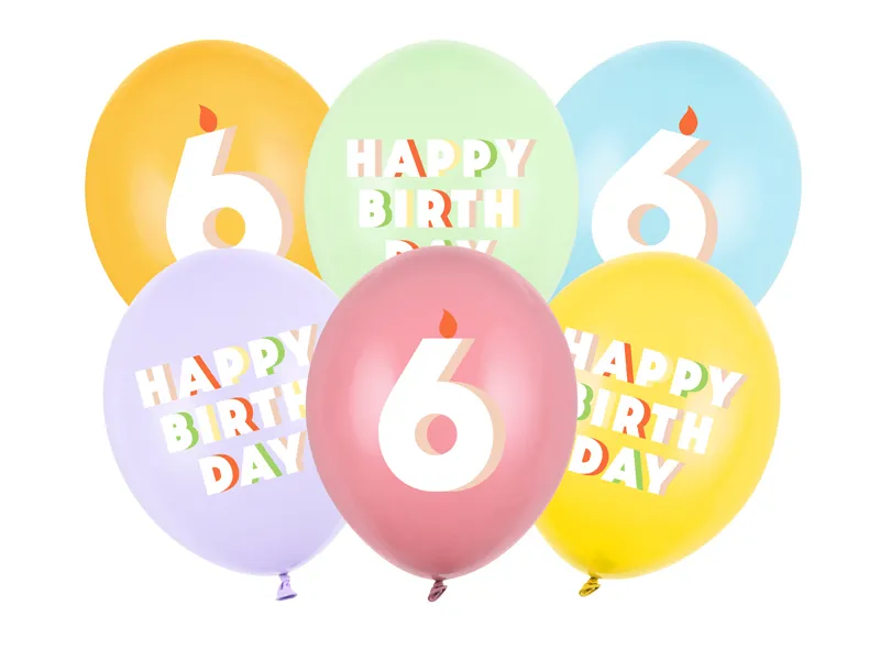 BALOANE Balloons 30 cm, Happy Birthday 6, mix, 6/SET SB14P-356-000-6 [1]