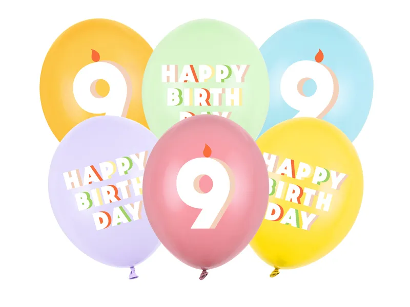 BALOANE Balloons 30 cm, Happy Birthday 9, mix, 6/SET SB14P-359-000-6 [1]