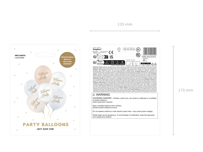 BALOANE Balloons 30 cm, Welcome Baby, blue mix, 6/SET SB14P-342-001-6 [3]