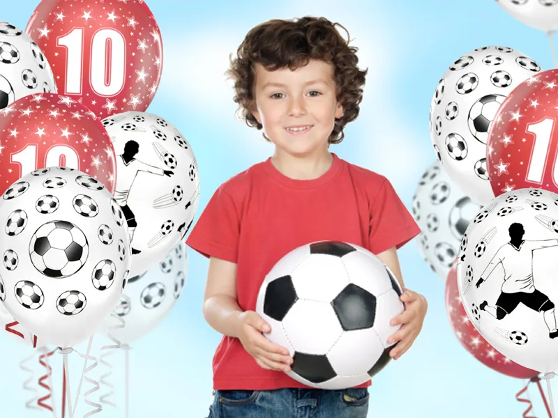 Baloane latex - BALOANE Balloons 30cm, Footballer and balls, Pastel Pure White, 6/set SB14P-138-008-6
