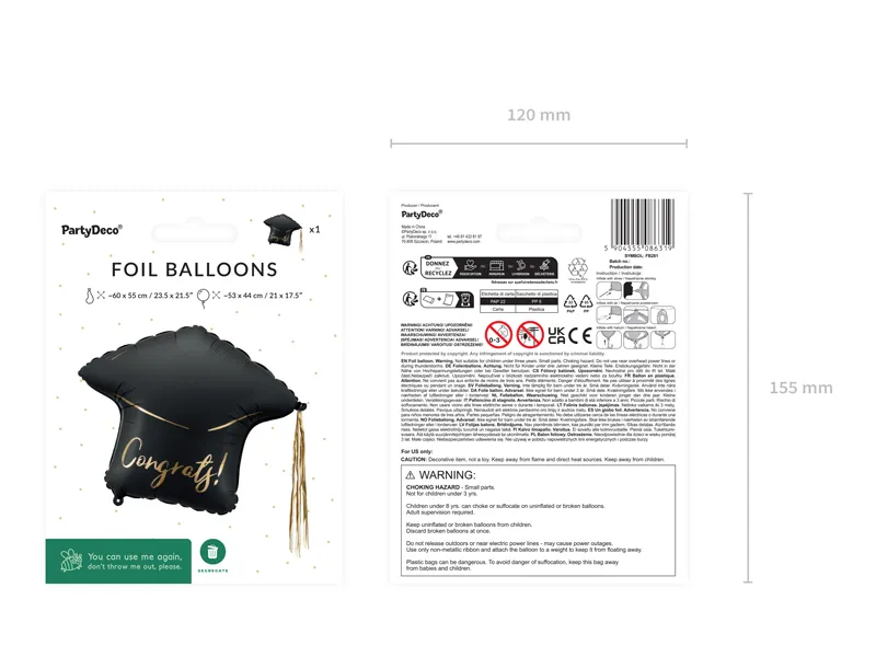 PD BALON FOLIE ALUMINIU Cap ''Congrats!'', 60x55cm, mix FB281 [2]