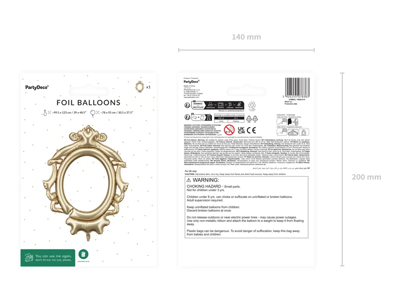 PD BALON FOLIE ALUMINIU Frame, 78x95cm, gold FB265-019 [3]