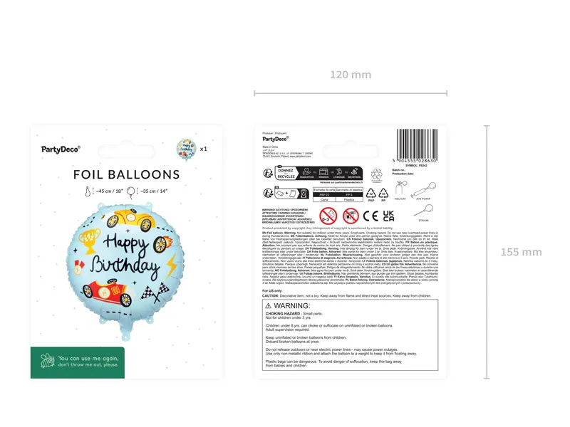BALON FOLIE ALUMINIU Round Happy Birthday, 35x35cm, mix FB342 [3]