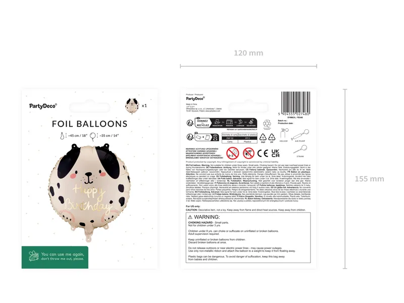 BALON FOLIE ALUMINIU Round Happy Birthday, 35x35cm, mix FB348 [2]