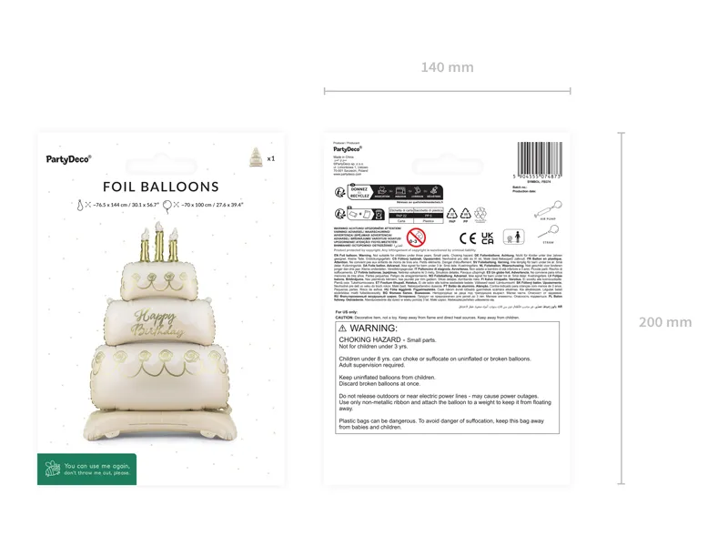 BALON FOLIE ALUMINIU Standing foil, Cake 70x100cm, mix FB374 [3]