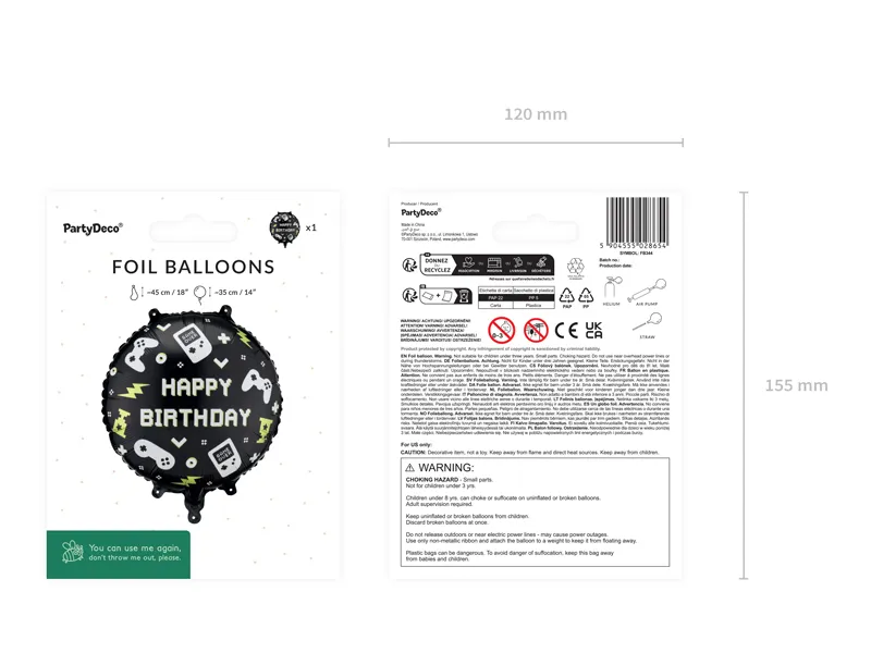 BALON FOLIE ALUMINIU Tablet Happy Birthday, 35x35cm, mix FB344 [2]