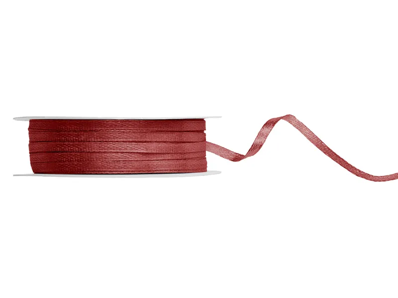 Fundite, Panglici , Benzi Craciun - BANDA SATIN, Satin Ribbon, deep red, 3mm/50m TS3-082