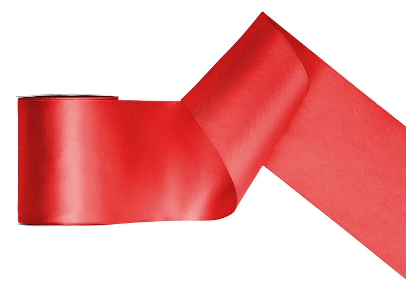 DE SEZON - BANDA SATIN, Satin Ribbon, red, 100mm/25m TS100-007