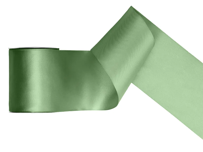 DE SEZON - BANDA SATIN, Satin Ribbon, sage, 100mm/25m TS100-109