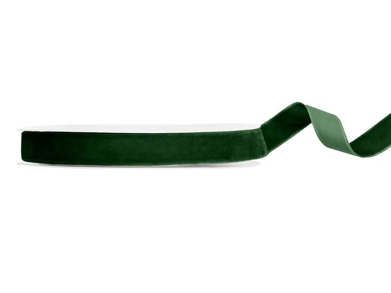 DE SEZON - BANDA VELUR, Velur ribbon, bottle green, 15mm/10m TW15-012B