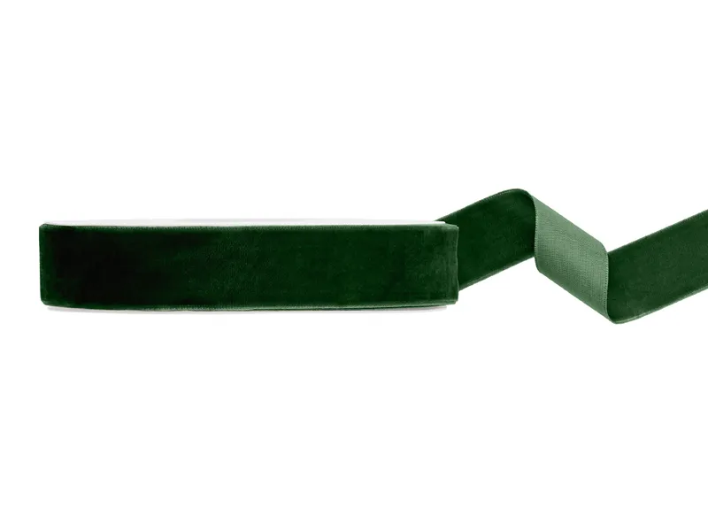 DE SEZON - BANDA VELUR, Velur ribbon, bottle green, 25mm/10m TW25-012B
