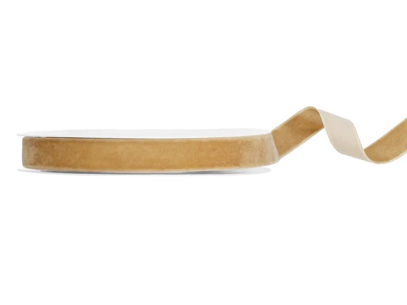 Fundite, Panglici , Benzi Craciun - BANDA VELUR, Velur ribbon, cold gold, 15mm/10m TW15-019Z