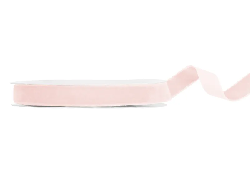 Fundite, Panglici , Benzi Craciun - BANDA VELUR, Velur ribbon, light pink, 15mm/10m TW15-081J
