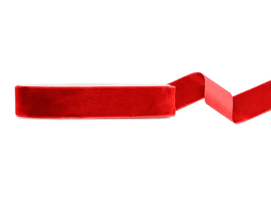 Fundite, Panglici , Benzi Craciun - BANDA VELUR, Velur ribbon, red, 25mm/10m TW25-007