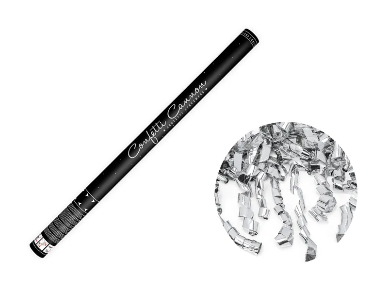 Confetti - CONFETTI cannon, with streamers, silver, 80cm TUKSE80-018M