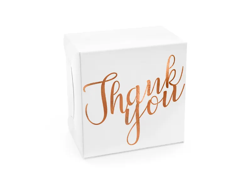 Cutii cadouri - PD CUTIE, Cake boxes Thank you, rose gold, 14x8.5x14cm 10/SET PUDCS4-008-019R
