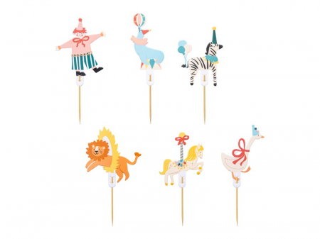 Decoratiuni/ Lumanari Tort/ Briose - PD DECORATIUNI PENTRU TORT Circus, 9-11.5cm, mix 6/set KPM39