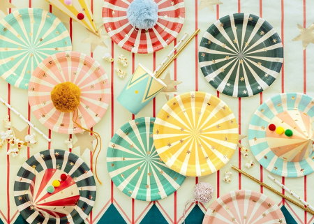 PD FARFURII CARTON Circus Stripes Plates, 18x18cm, mix 6/set TPP96 [1]