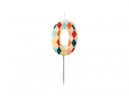 ARTICOLE PARTY - PD LUMANARI TORT Birthday candle, Number 0, Rhombus, 5.5cm, mix SCU15-0