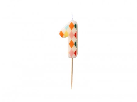 Import - PD LUMANARI TORT Birthday candle, Number 1, Rhombus, 5.5cm, mix SCU15-1